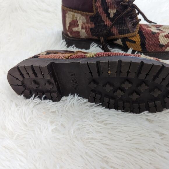 Women's Prestige Carpet Ankle Boots 8.5 Multicolor Patterned Turkey Wool - Picture 5 of 8